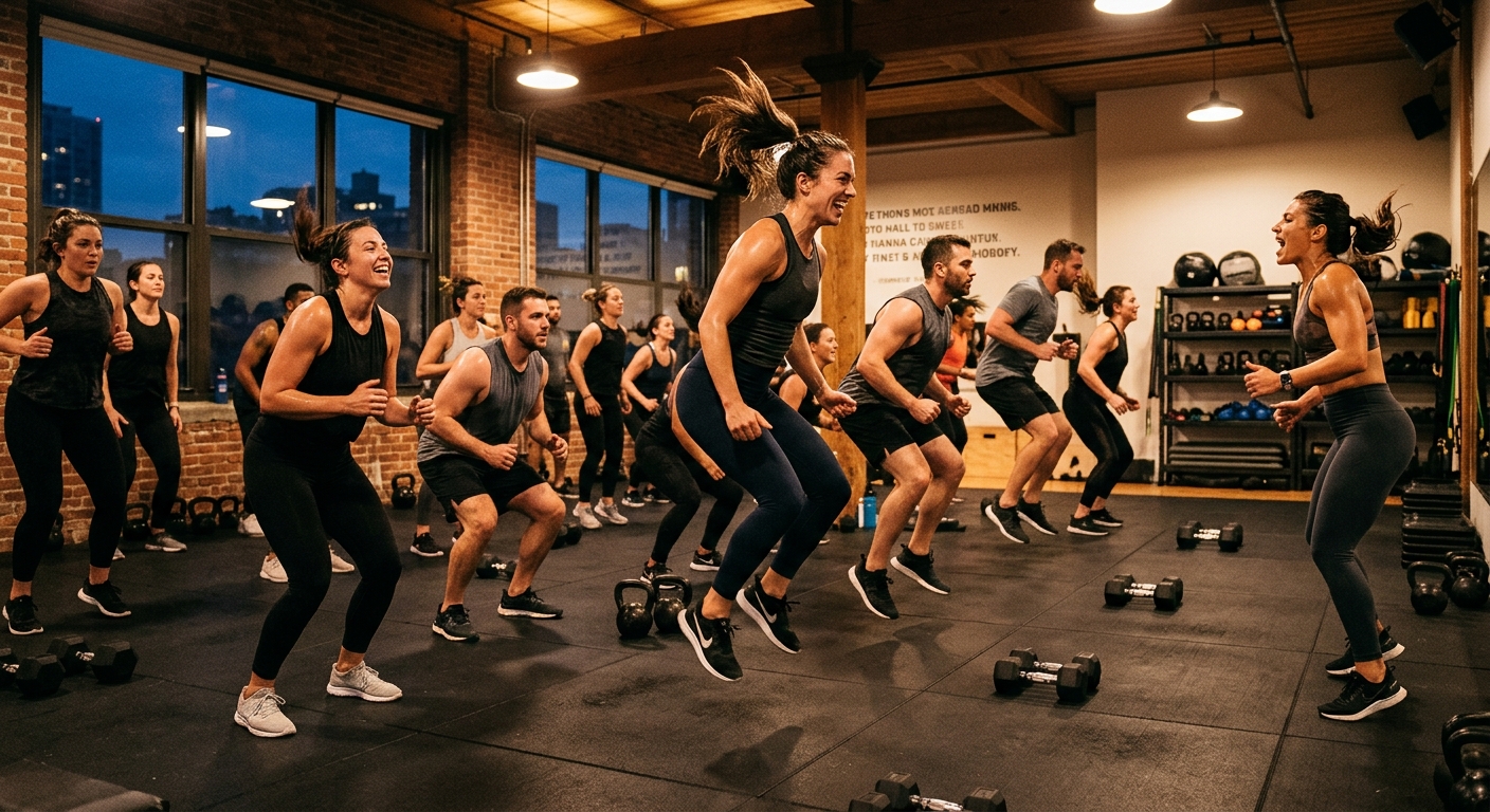 Group HIIT fitness class